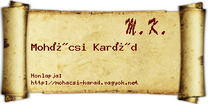 Mohácsi Karád névjegykártya